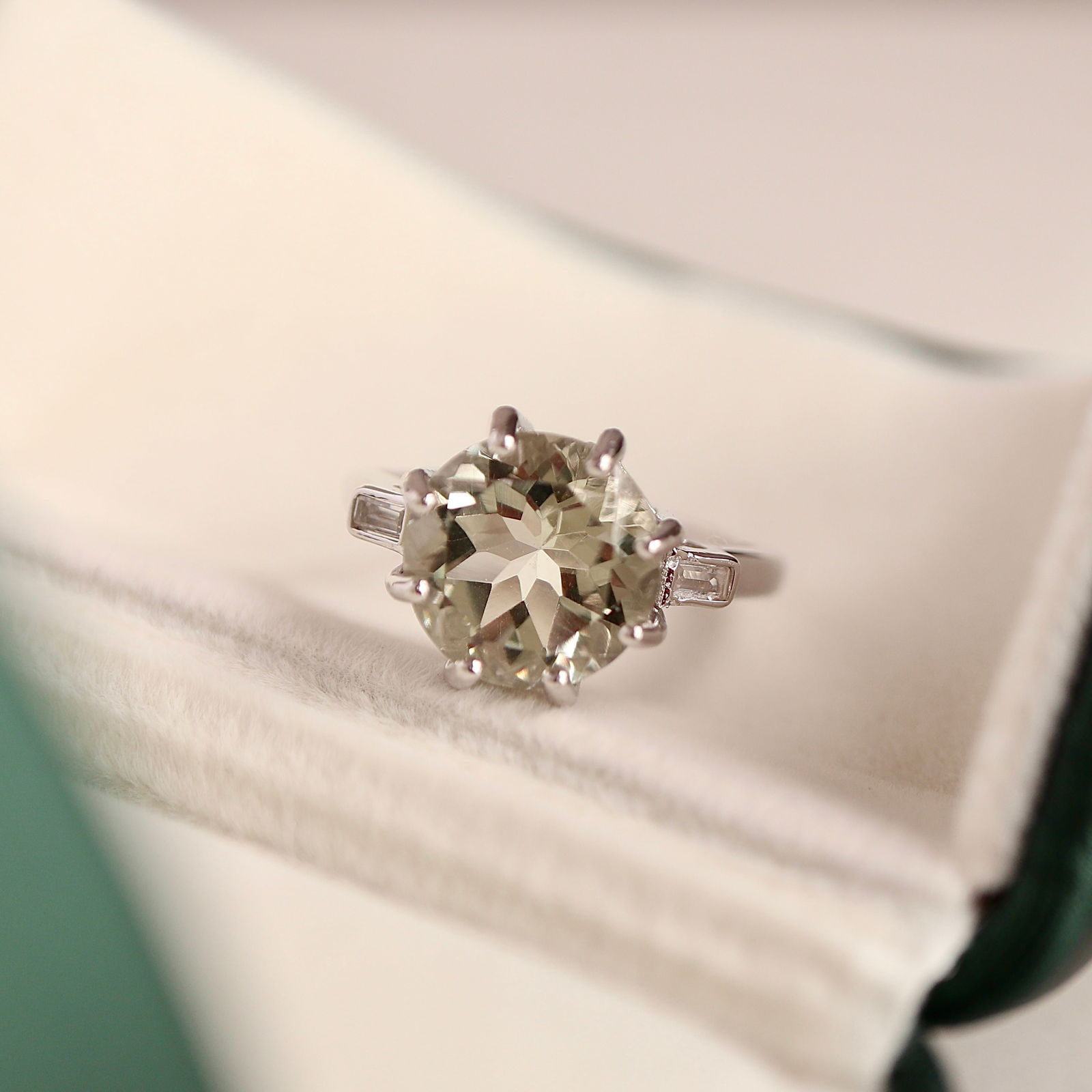 S925 silver natural green crystal ring - 4