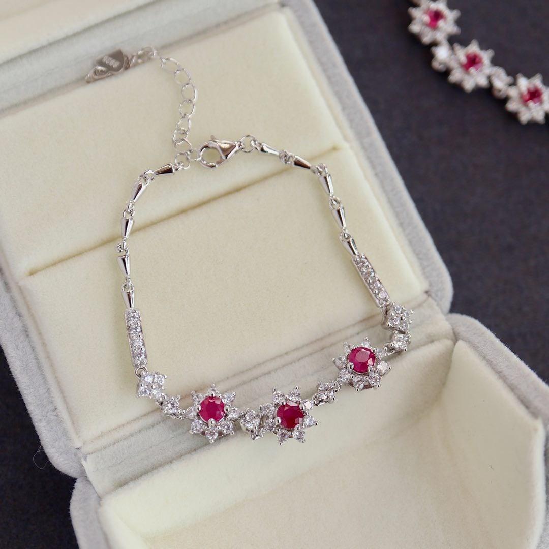S925 Silver Ruby Bracelet - 2
