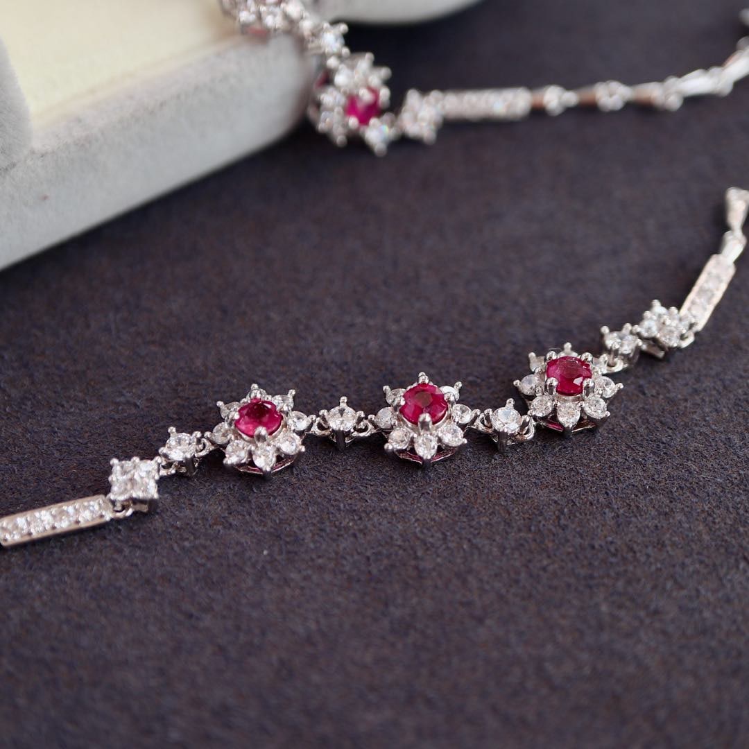 S925 Silver Ruby Bracelet - 6