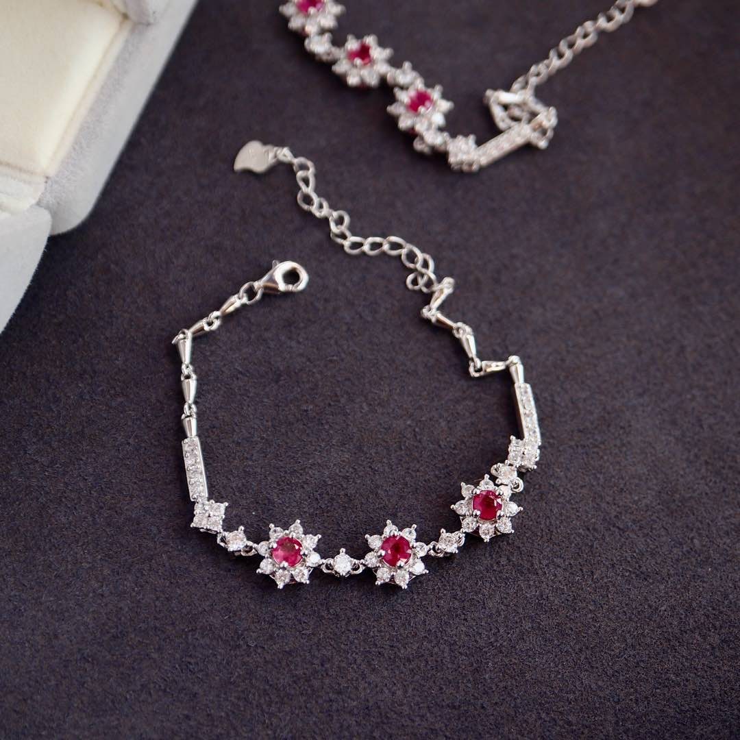 S925 Silver Ruby Bracelet - 7