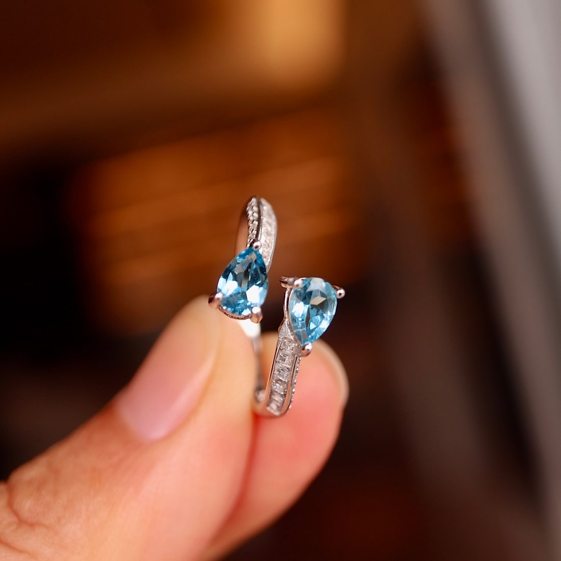 S925 Silver Natural Topaz Ring - 4