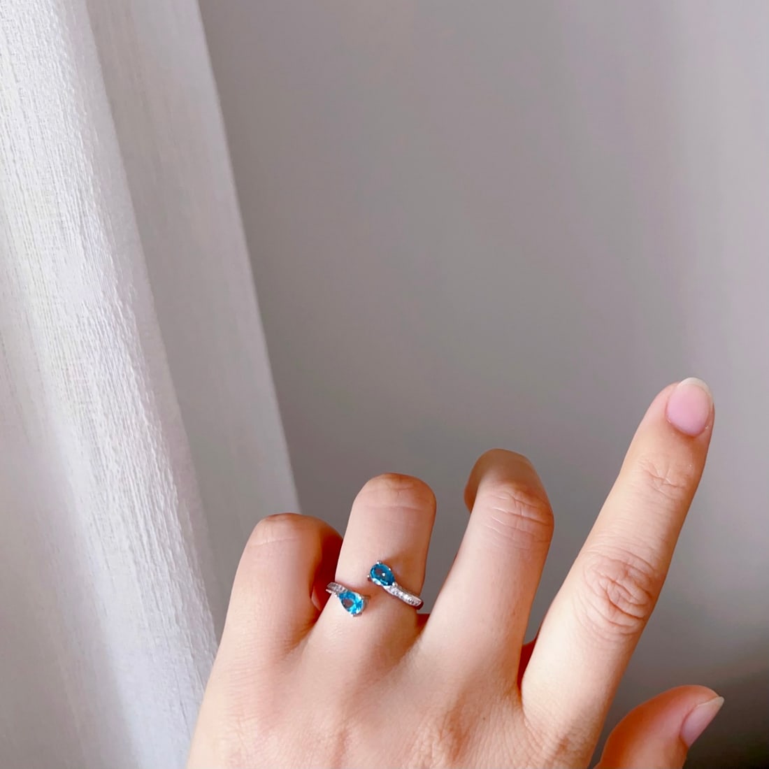 S925 Silver Natural Topaz Ring - 5