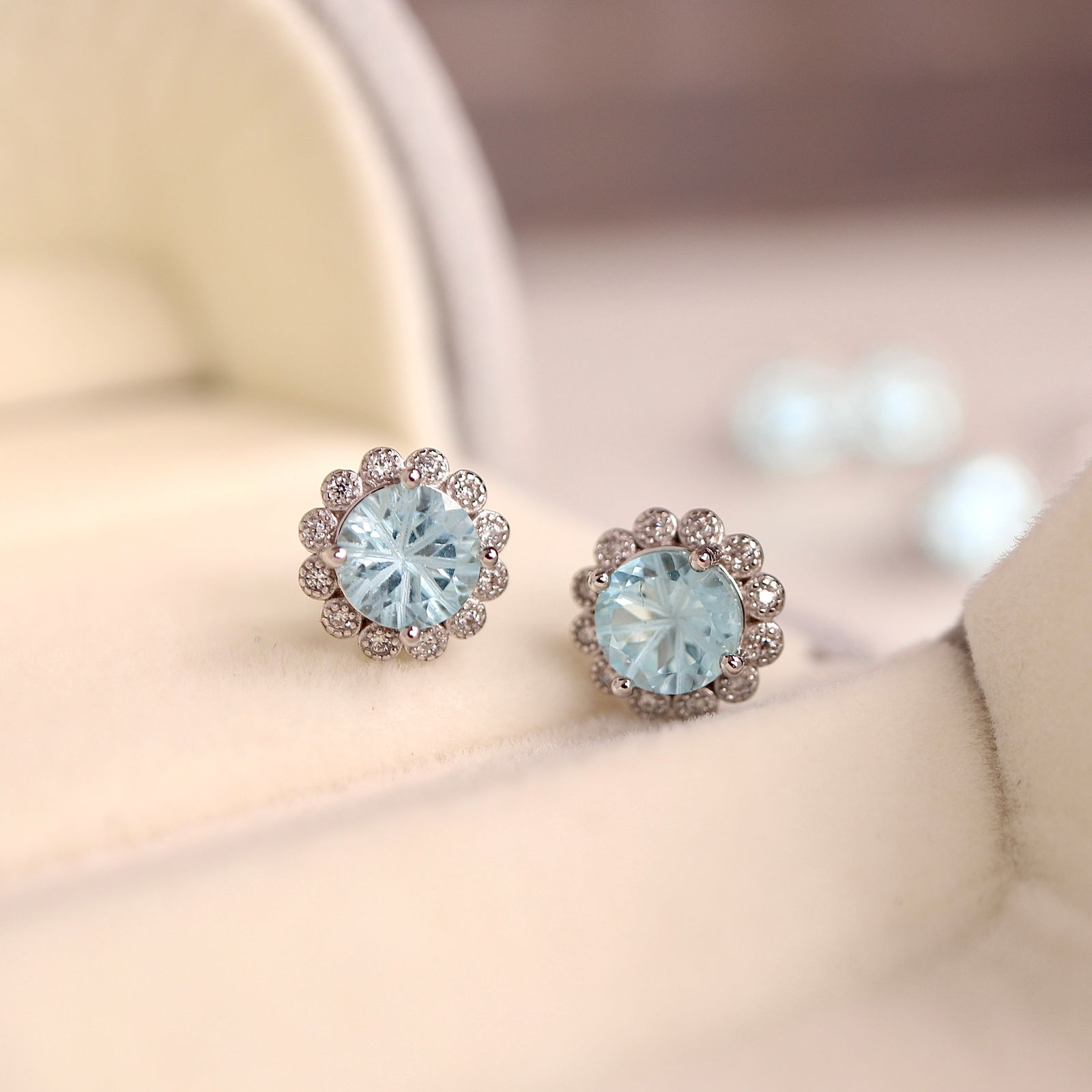 S925 silver natural topaz sunflower earrings - 2