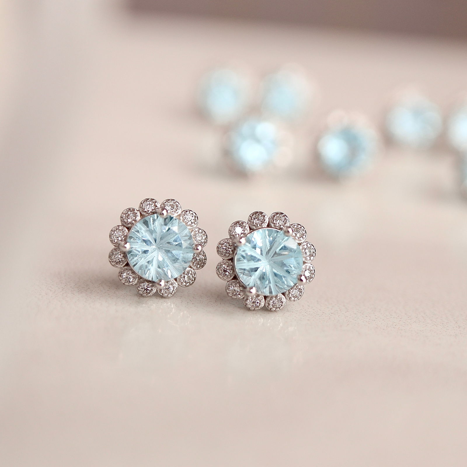 S925 silver natural topaz sunflower earrings - 4