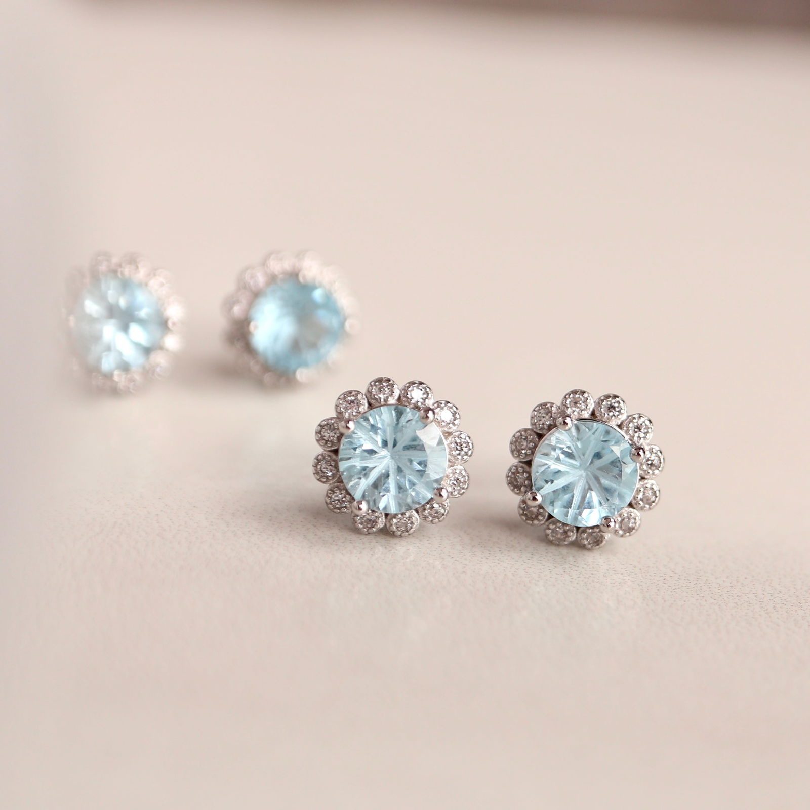 S925 silver natural topaz sunflower earrings - 5