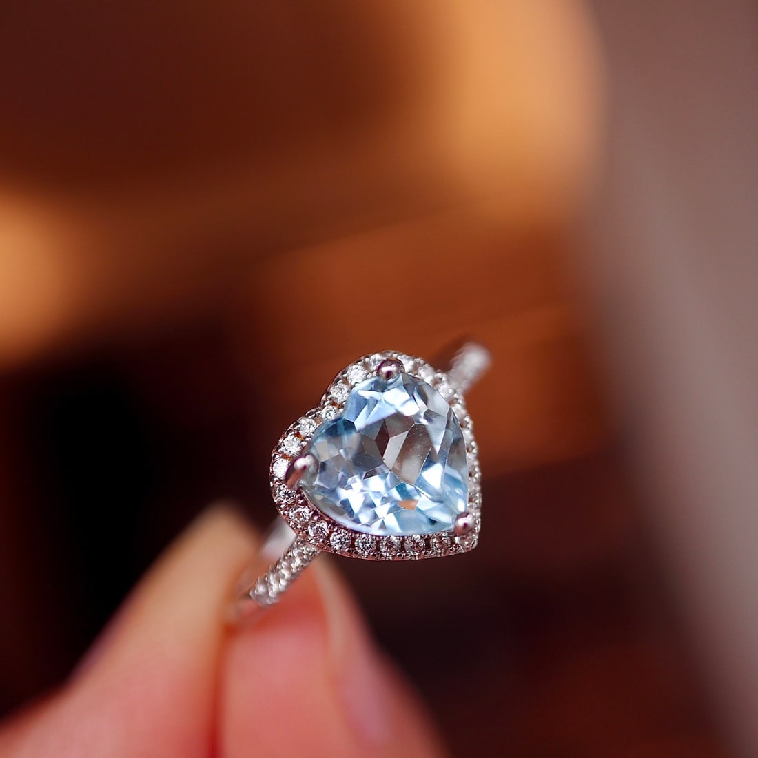 S925 Silver Natural Topaz Ring - 6