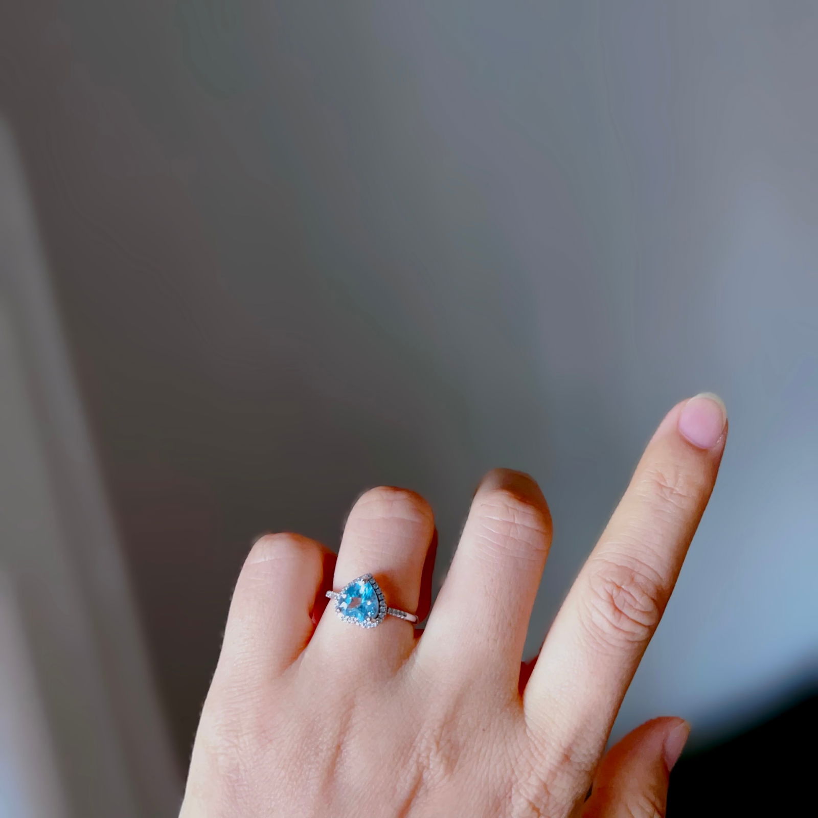 S925 Silver Natural Topaz Ring - 7