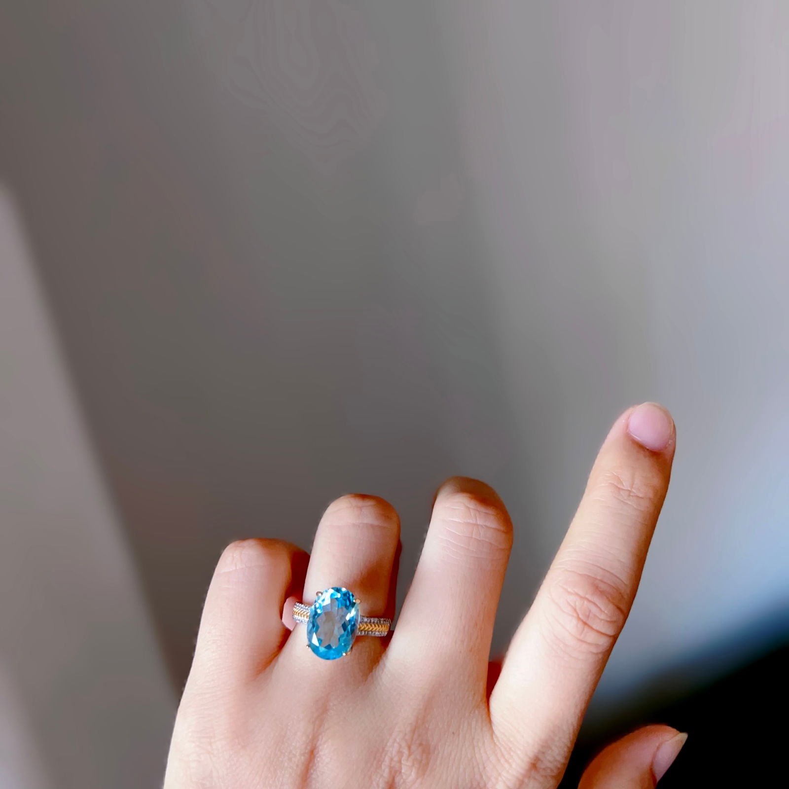 S925 pure silver natural topaz ring - 8