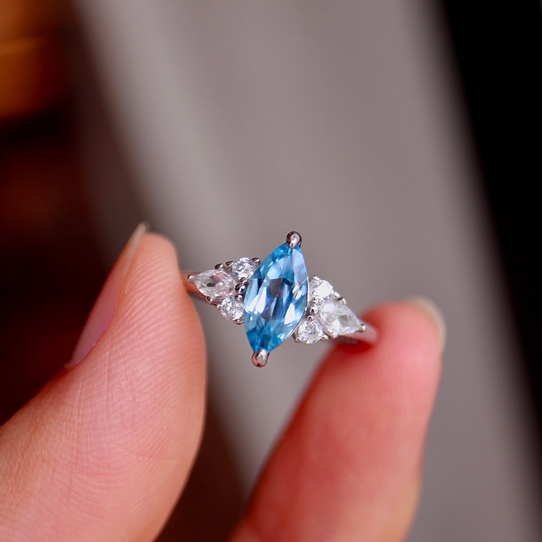 S925 Silver Natural Topaz Ring - 4