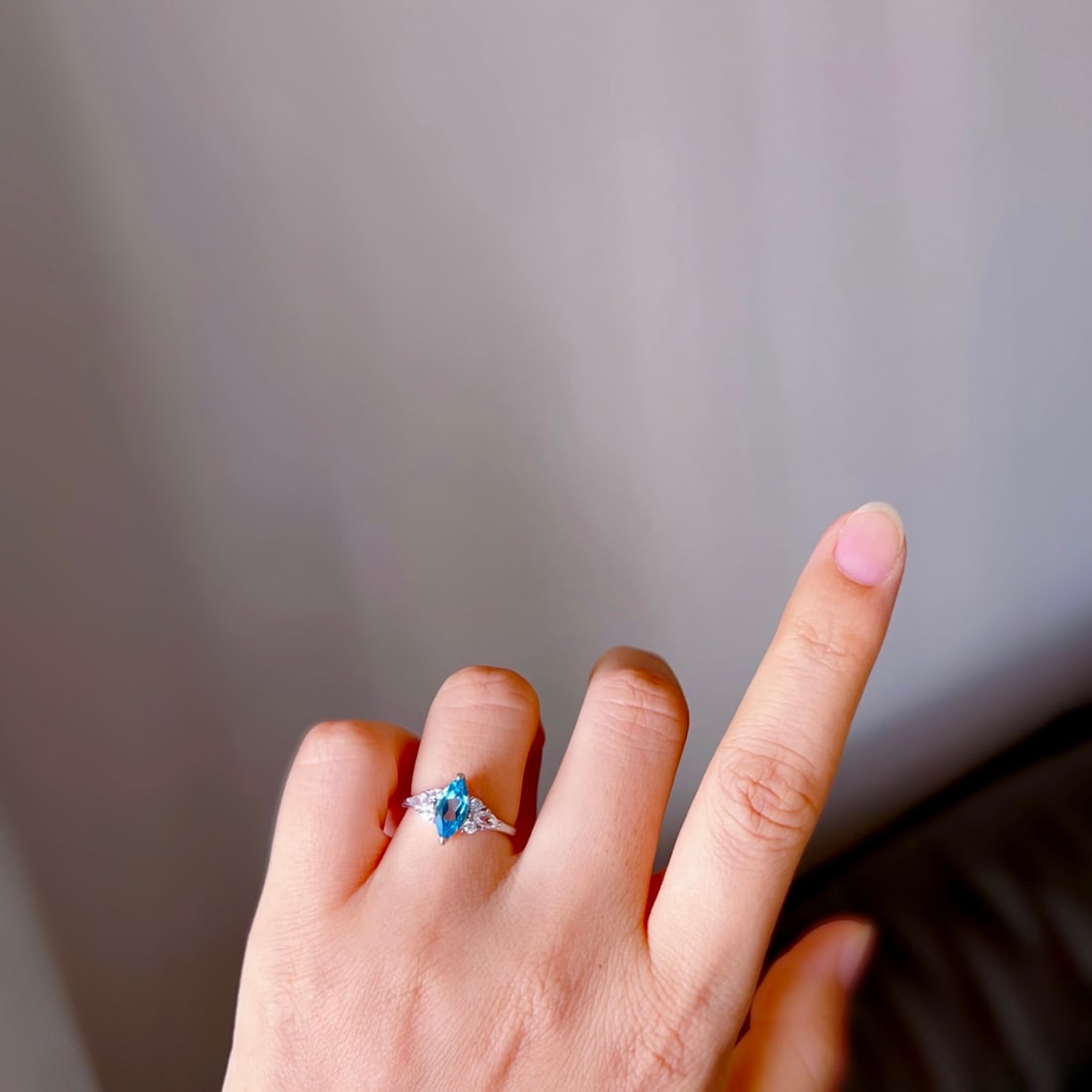 S925 Silver Natural Topaz Ring - 5