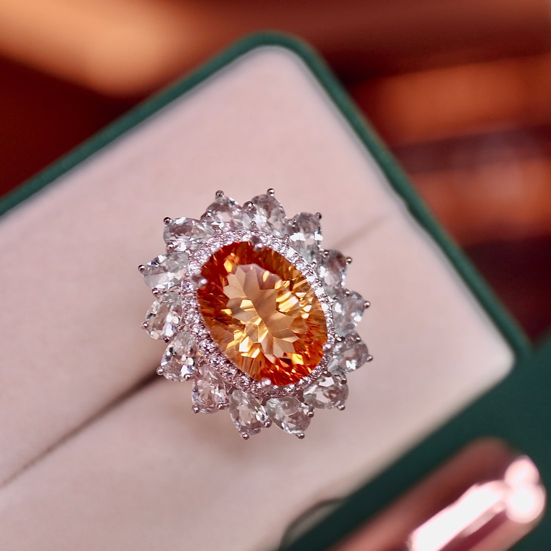 S925 silver natural yellow crystal ring - 4