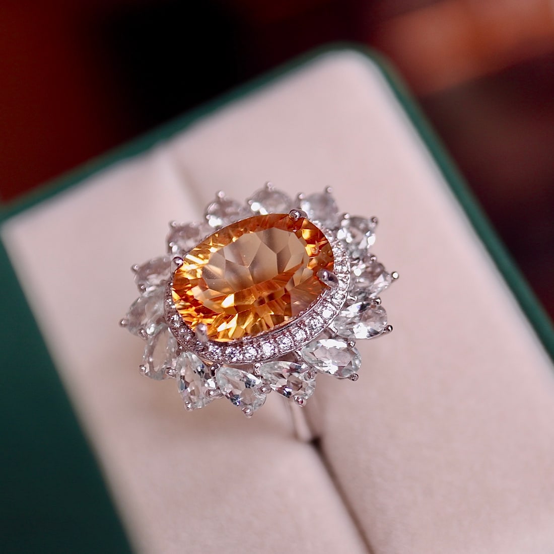 S925 silver natural yellow crystal ring - 5