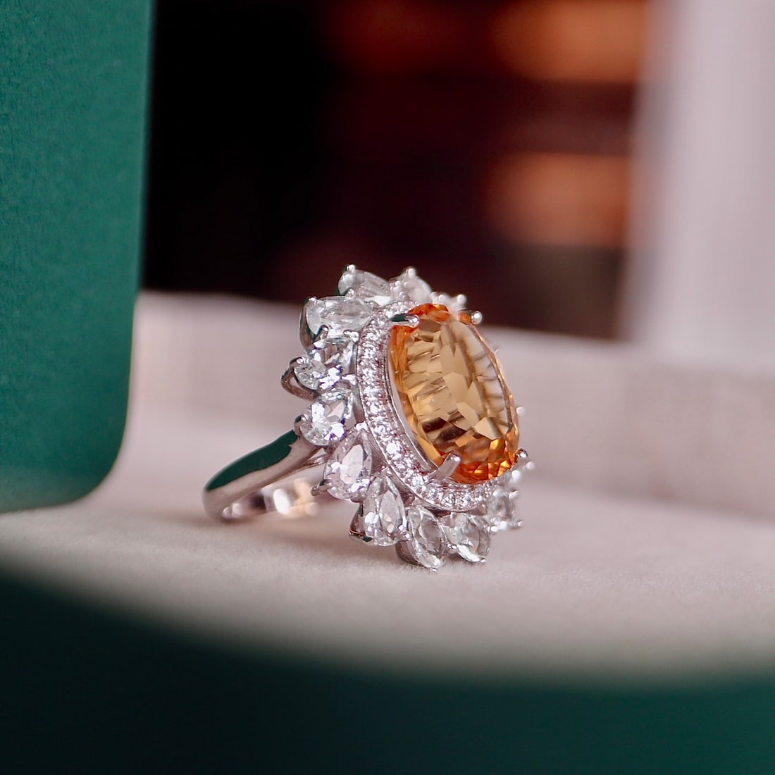 S925 silver natural yellow crystal ring - 8