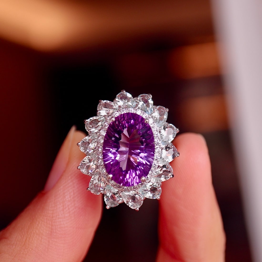 S925 silver natural amethyst ring - 3