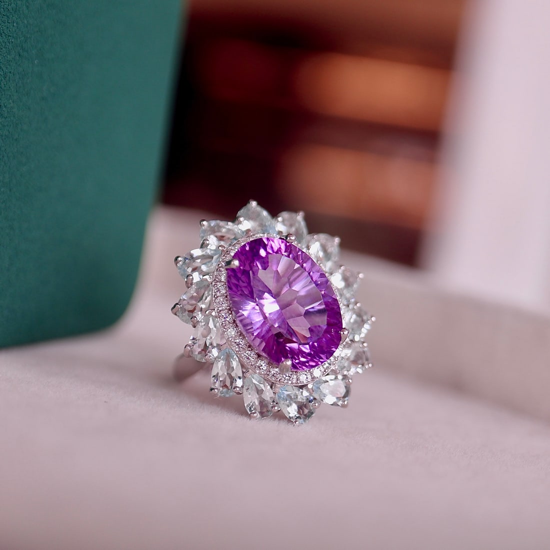 S925 silver natural amethyst ring - 5