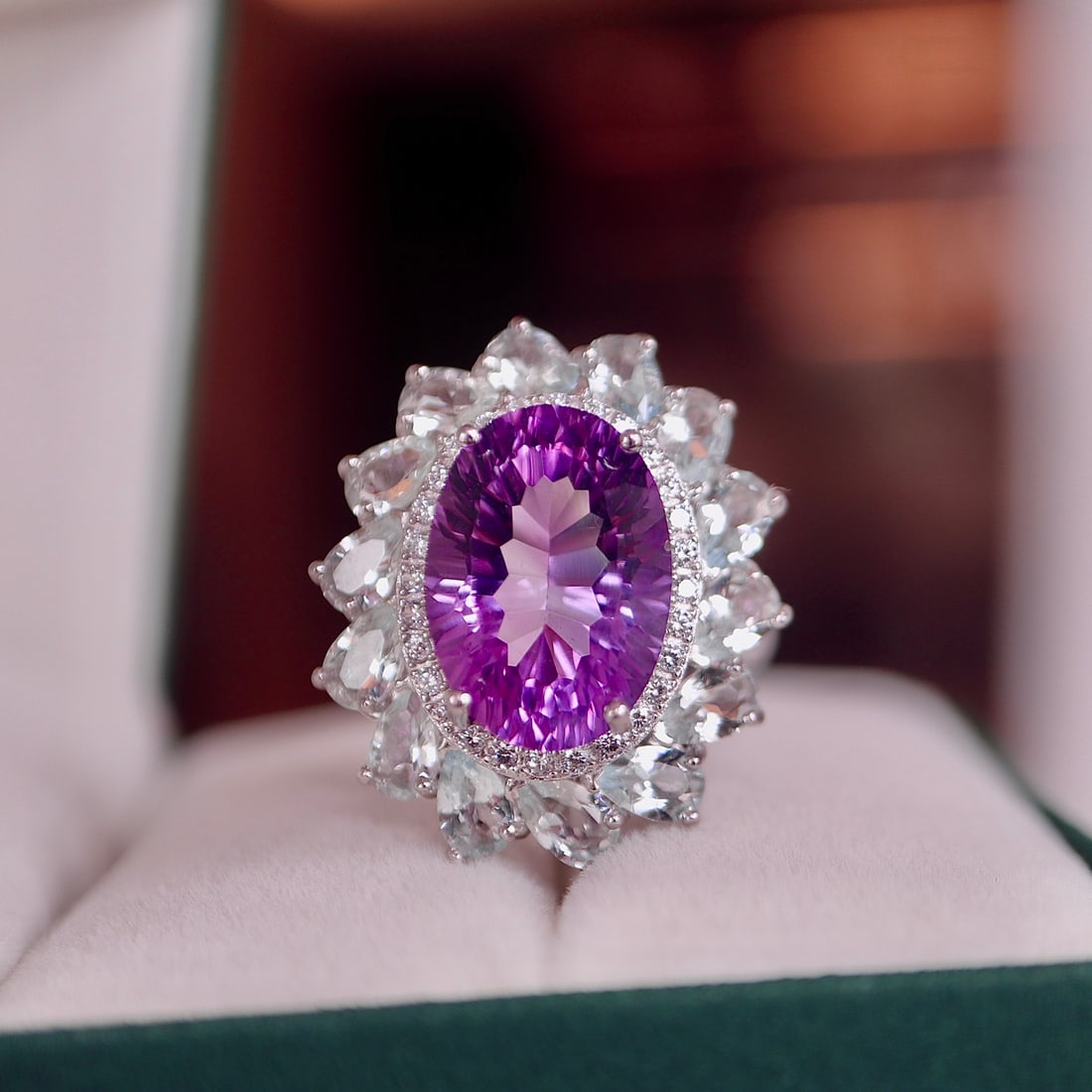 S925 silver natural amethyst ring - 7