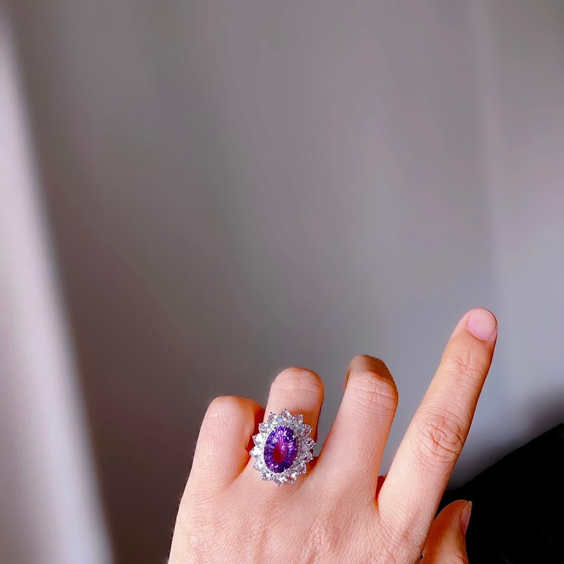 S925 silver natural amethyst ring - 8