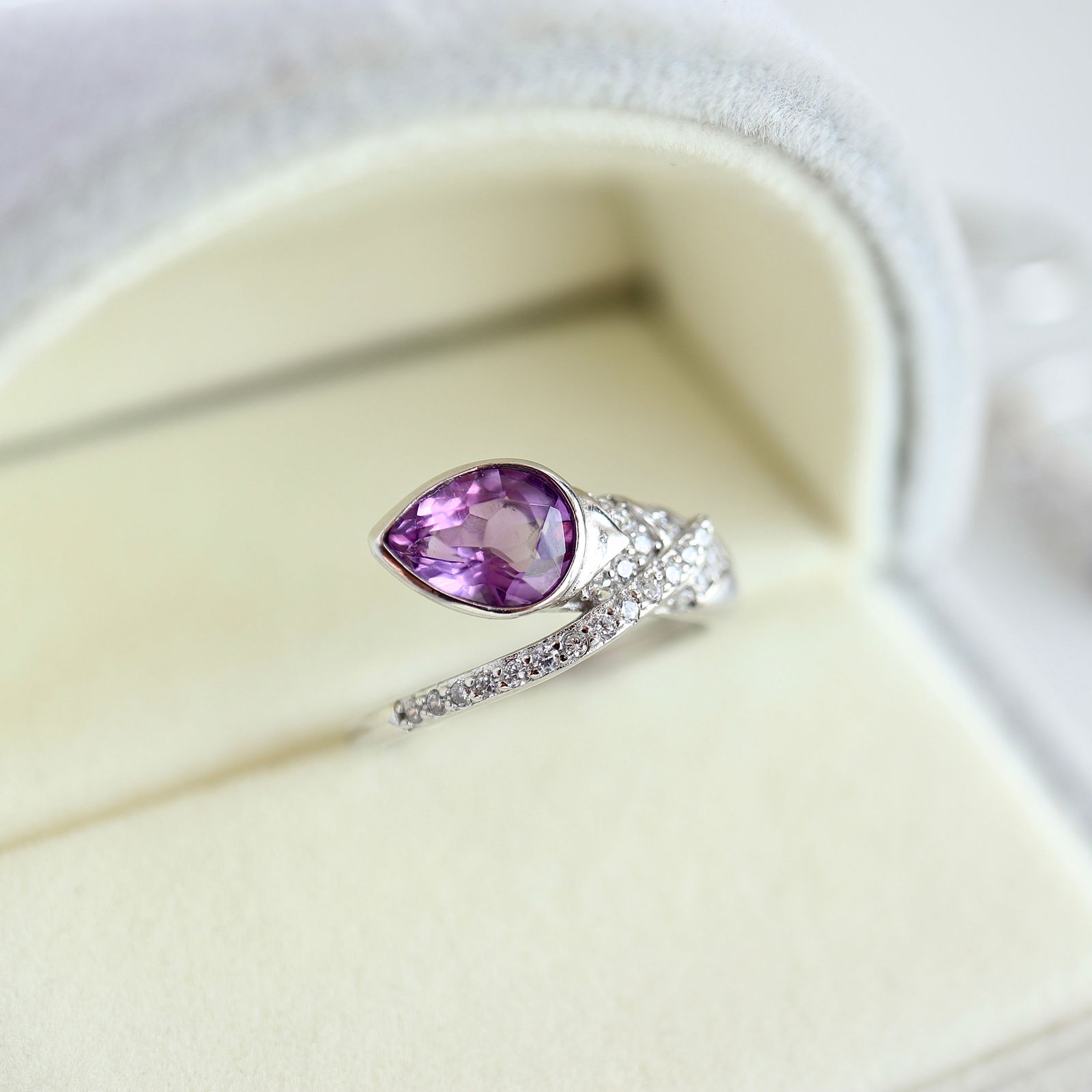 S925 Silver Natural Amethyst Ring - 2