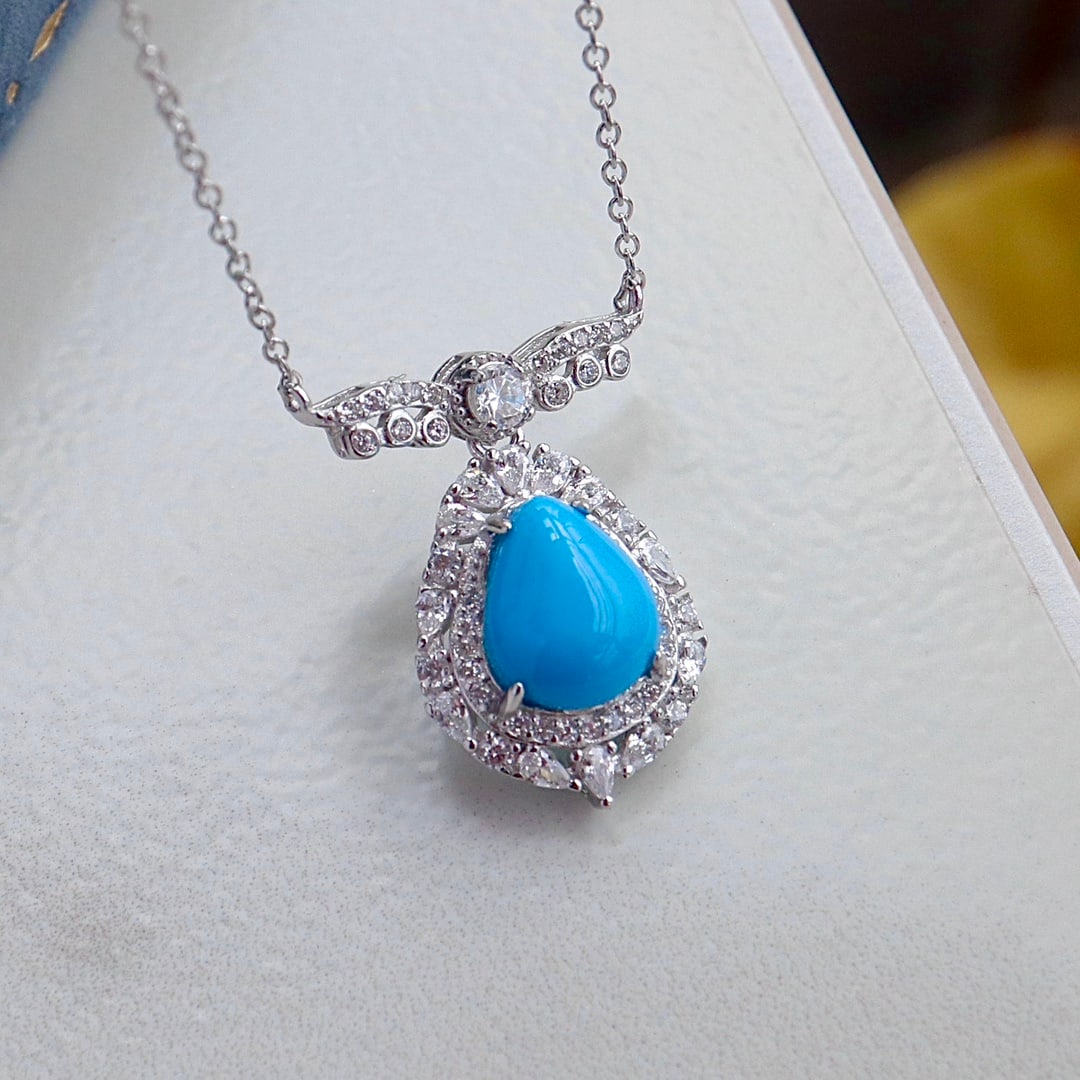 925 silver turquoise pendant: Title: 925 silver turquoise pendant Description: 925 silver green turquoise pendant, approximately 8x10mm bare stone Reserve: $100.00 Shipping:Domestic: Shipping rates are determined by