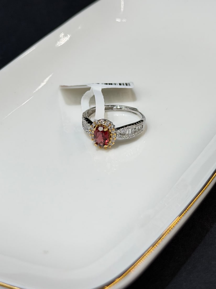 S925 pure silver crystal, garnet ring (1 of 4)