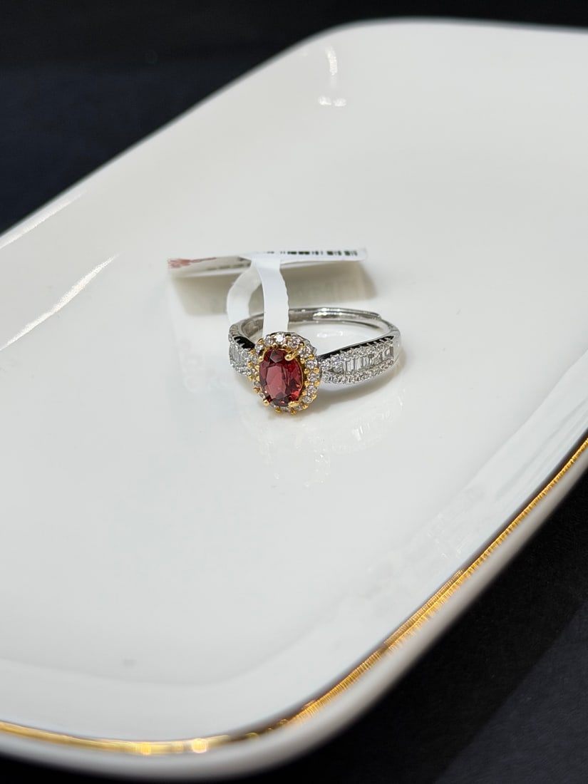 S925 pure silver crystal, garnet ring - 2