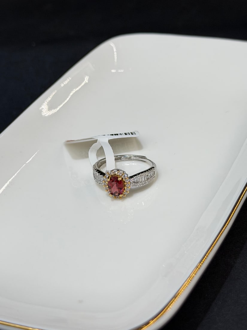 S925 pure silver crystal, garnet ring - 3