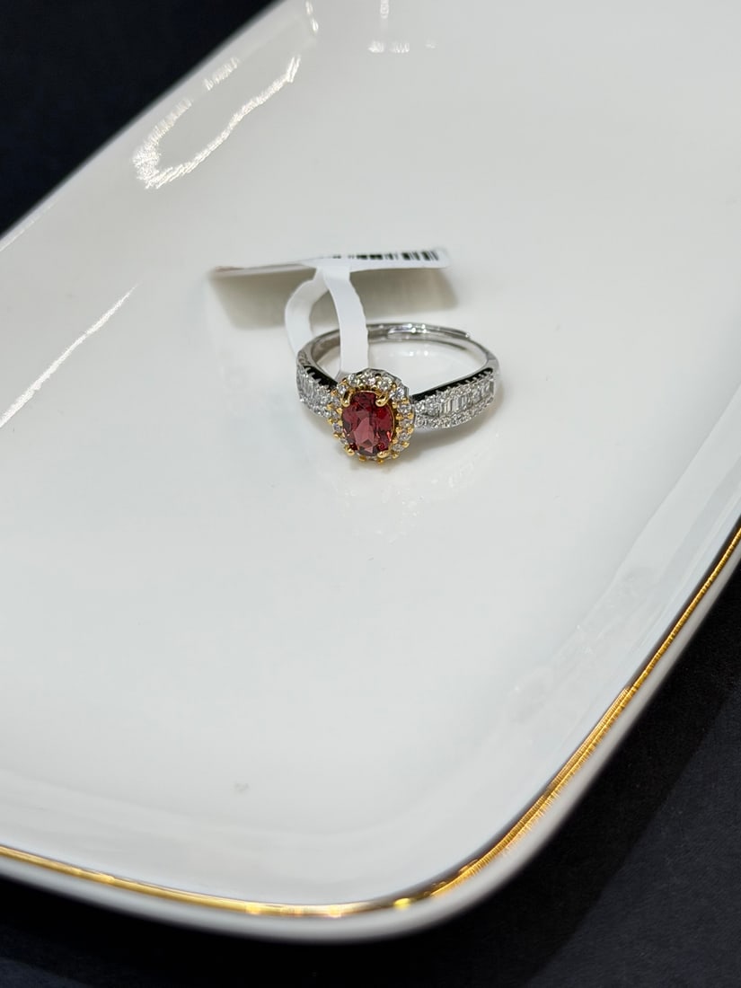 S925 pure silver crystal, garnet ring - 4