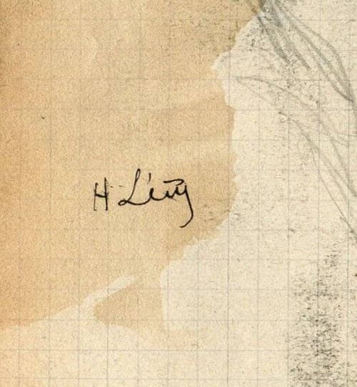 Vintage Pencil Original Drawing signed Portrait Man, Beret - 6