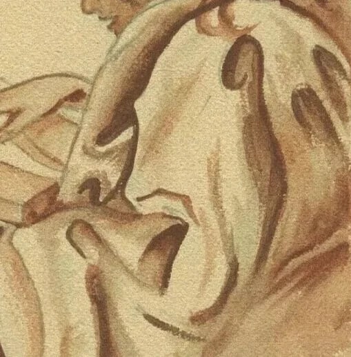 Portrait, Woman, Book, Reading - Drawing Vintage Original Artwork - 6