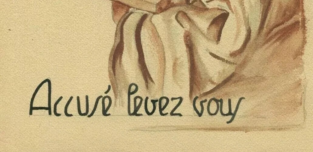 Portrait, Woman, Book, Reading - Drawing Vintage Original Artwork - 7