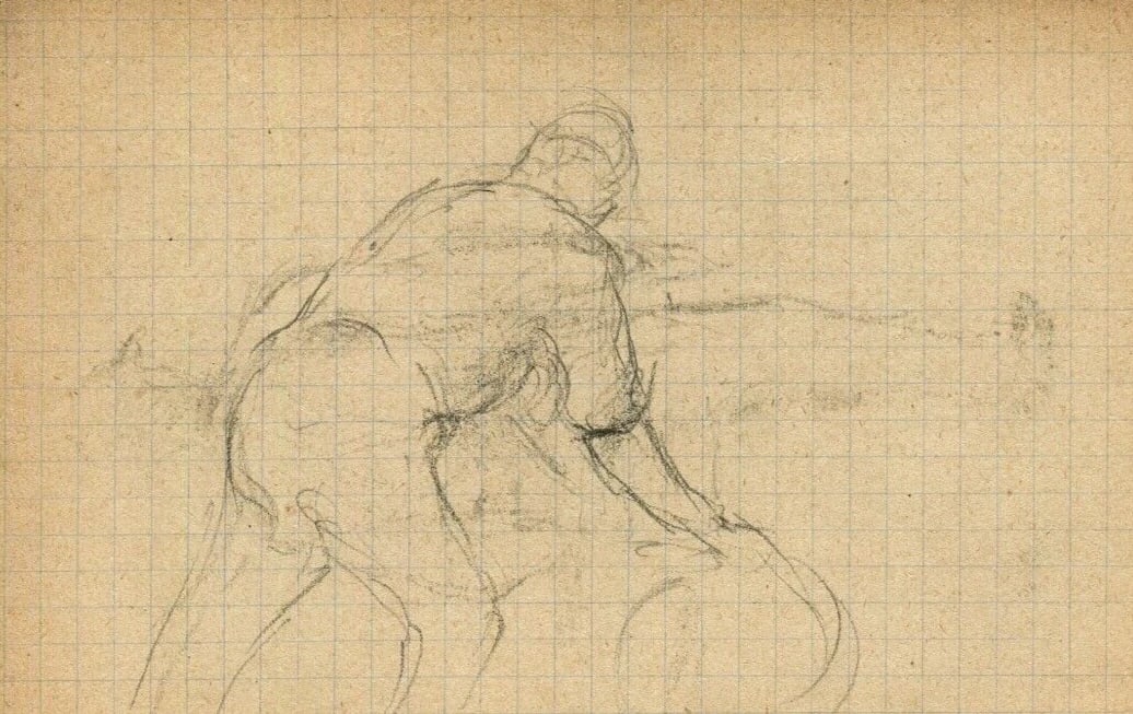 Man Figure, Farmer - Drawing Vintage Pencil Original Sketch Artwork: Title: Man Figure, Farmer - Drawing Vintage Pencil Original Sketch Artwork Description: Drawing Original Man Figure, Farmer Sketch Pencil on paper 14.5 x 8.5 cm / 5.70 x 3.34 inches folds, stains Rese
