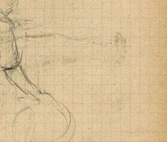 Man Figure, Farmer - Drawing Vintage Pencil Original Sketch Artwork - 3
