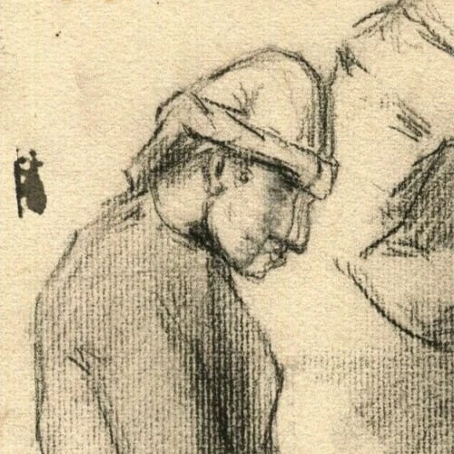 Man Profil Portrait Sketch - Drawing Vintage Pencil Original Old Artwork - 3