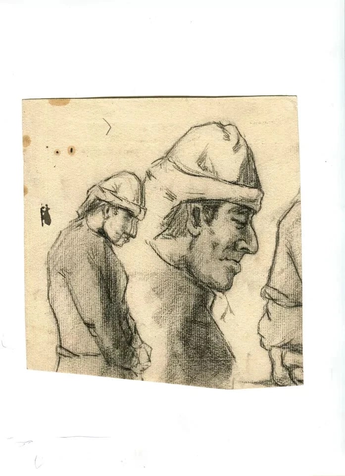 Man Profil Portrait Sketch - Drawing Vintage Pencil Original Old Artwork - 4
