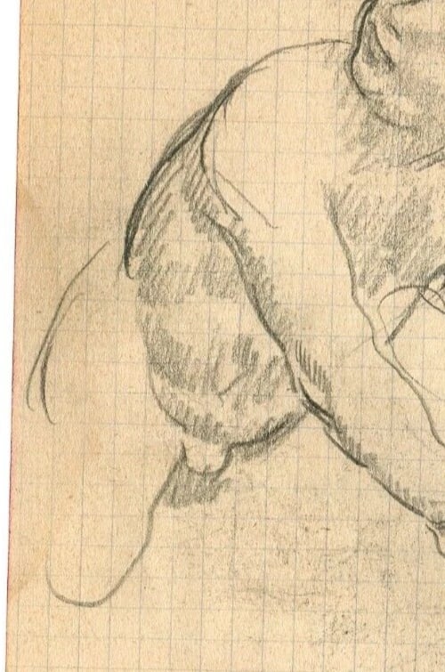 Vintage Pencil Original Drawing Baby Portrait Sketch - 7