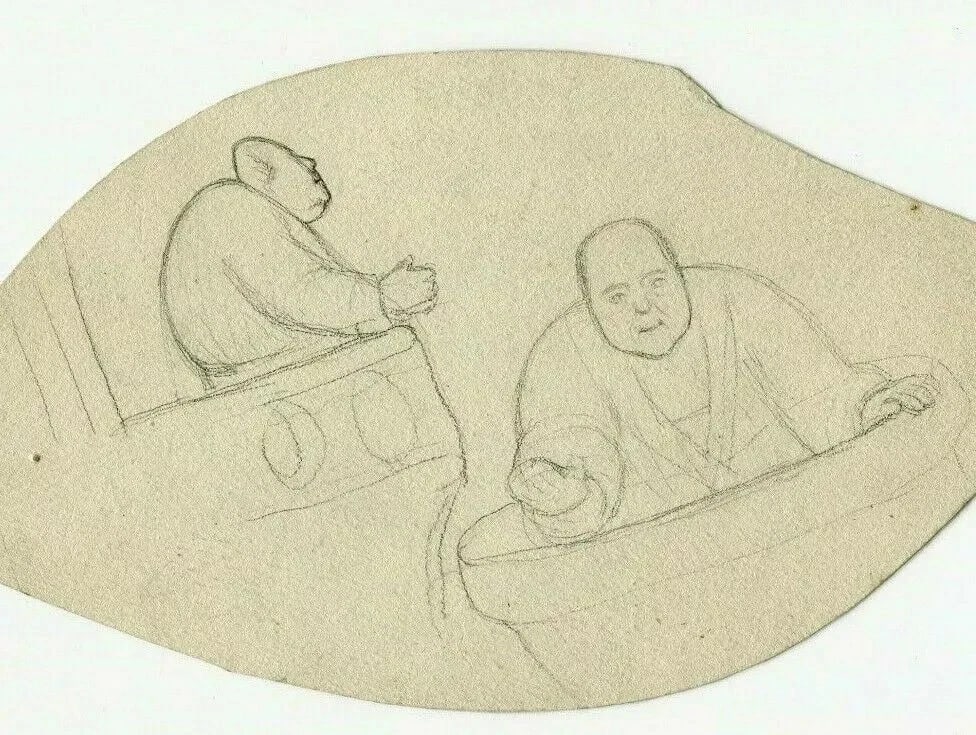 Antique Pencil Drawing Original 19th century Religion and Priest - 2