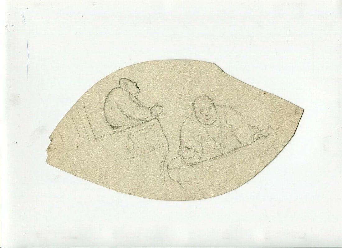 Antique Pencil Drawing Original 19th century Religion and Priest - 3