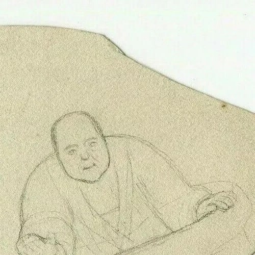 Antique Pencil Drawing Original 19th century Religion and Priest - 5