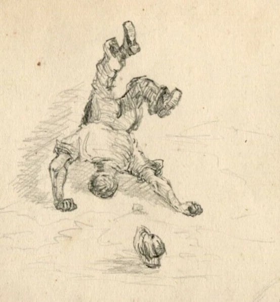 Antique Drawing Pencil Original People, Men, Military, Sketches - 3