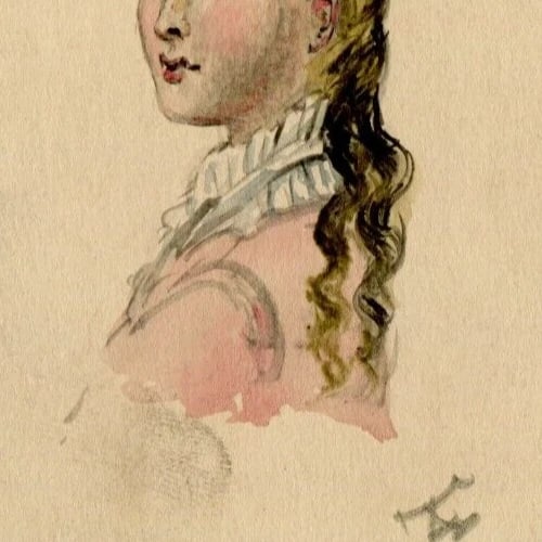 Antique Drawing Pencil Original Young Girl Portrait with Curly Blond Hair - 5