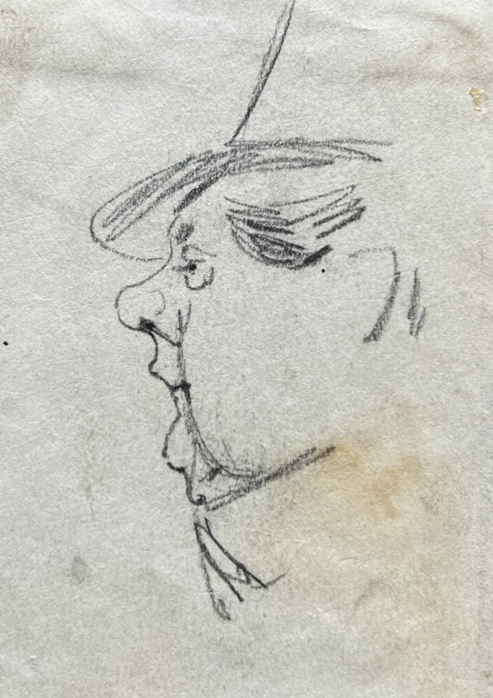 Vintage Drawing Original Man, Portrait, People Sketch Academic Artwork: Title: Vintage Drawing Original Man, Portrait, People Sketch Academic Artwork Description: Vintage Drawing Original Man, Portrait, People Sketch Academic Artwork Pencil on paper 4.40 x 3.14 inches / 1