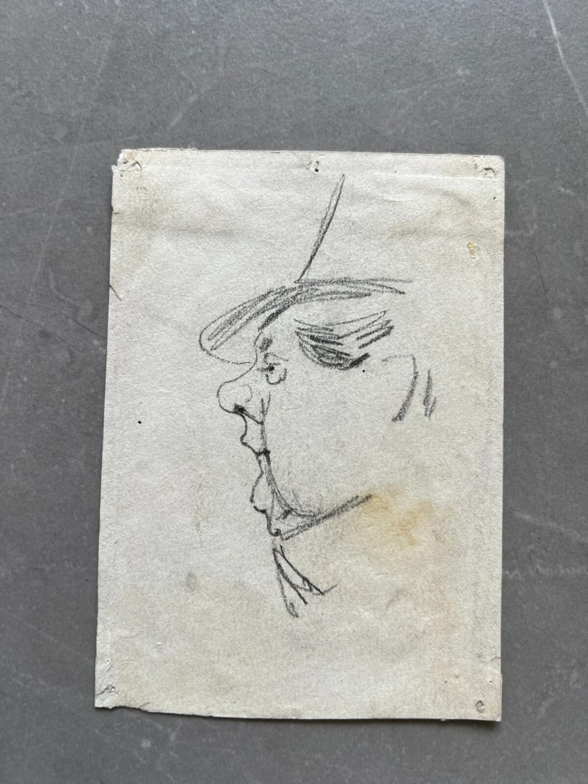 Vintage Drawing Original Man, Portrait, People Sketch Academic Artwork - 7