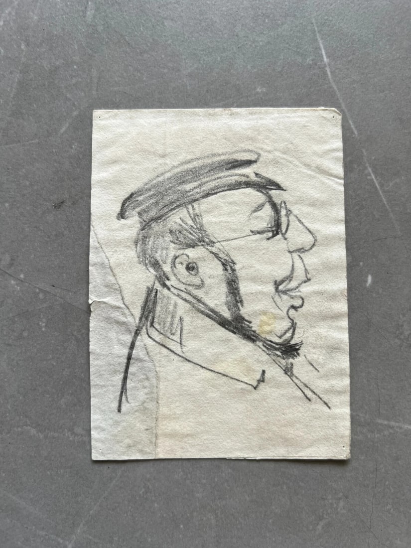 Vintage Drawing Original Man, Portrait, People Sketch Academic Artwork - 2