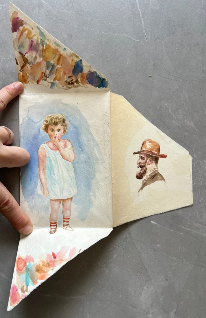 Vintage Drawing Original People, Portrait, Man Girl Academic Art Nouveau Artwork: Title: Vintage Drawing Original People, Portrait, Man Girl Academic Art Nouveau Artwork Description: Vintage Drawing Original People, Portrait, Man Girl Academic Art Nouveau Artwork Watercolor on pape