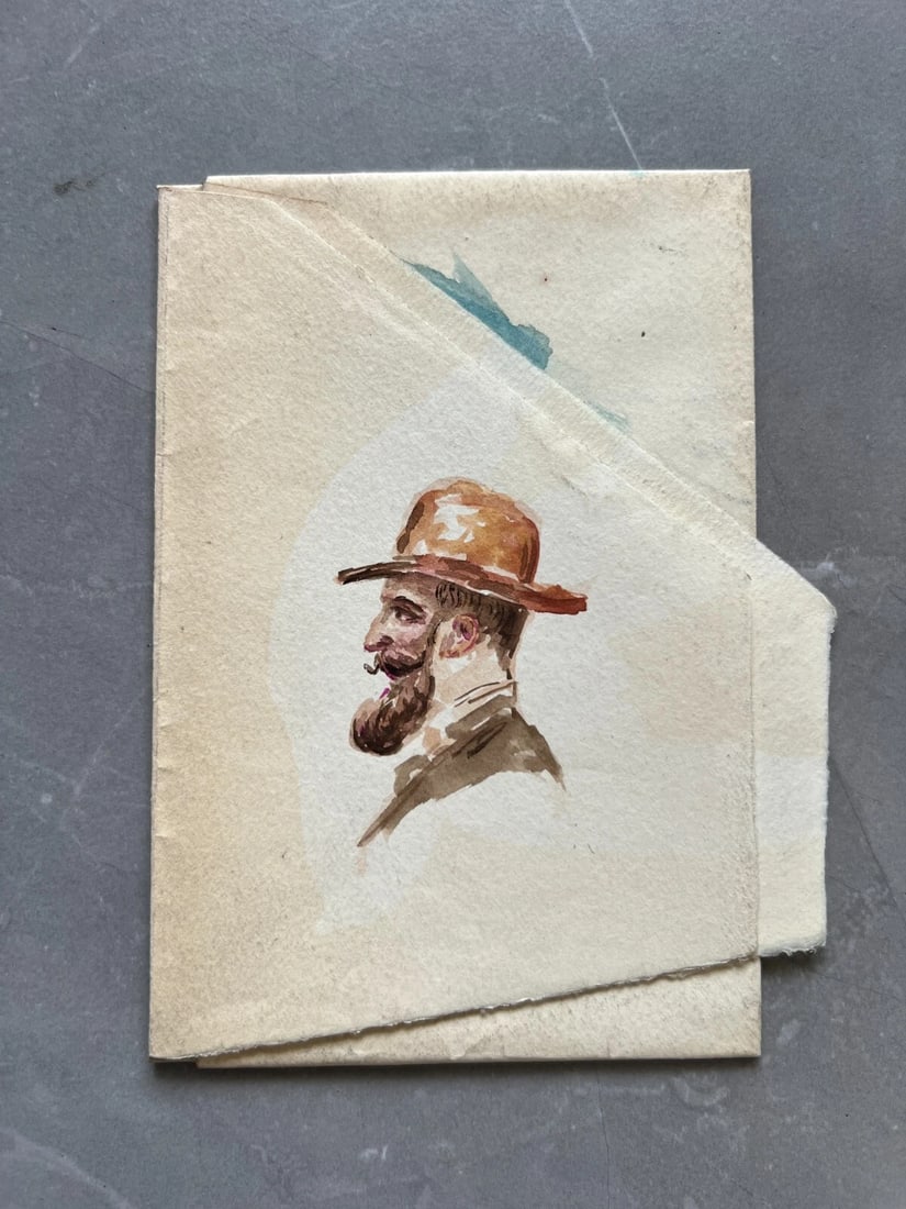 Vintage Drawing Original People, Portrait, Man Girl Academic Art Nouveau Artwork - 4