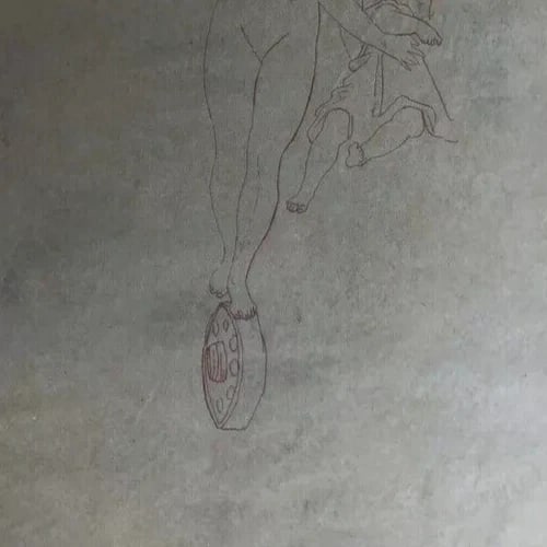 Angel and Woman, People Drawing Antique Ink Original - 4