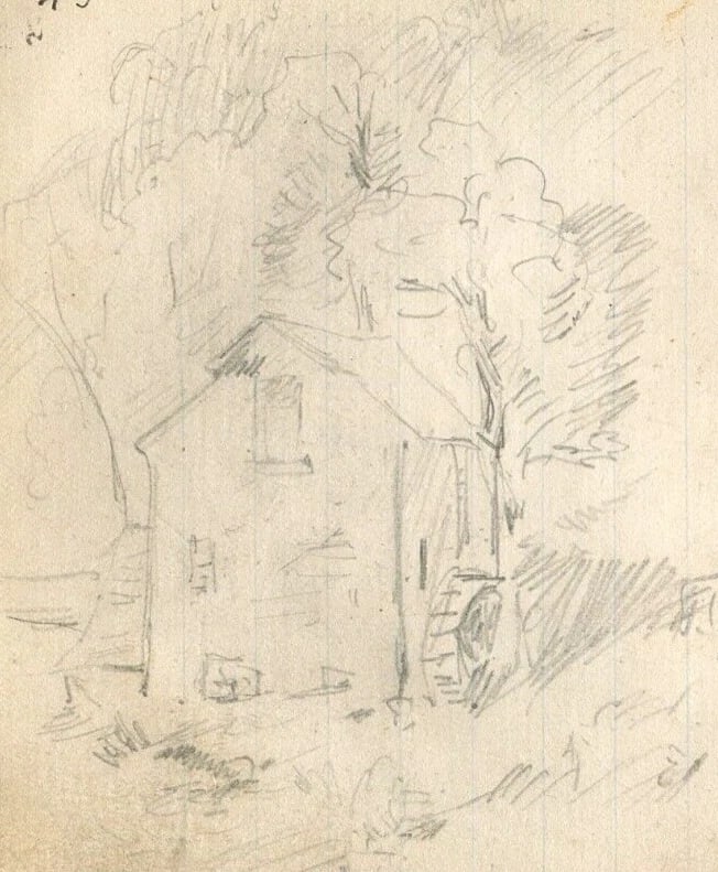 Pigs, House - Drawing Vintage Pencil Drawing Original Sketch Artwork - 3