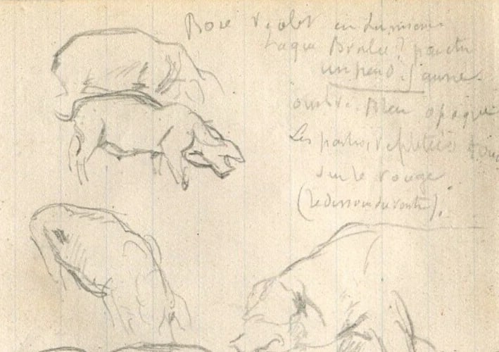 Pigs, House - Drawing Vintage Pencil Drawing Original Sketch Artwork - 5