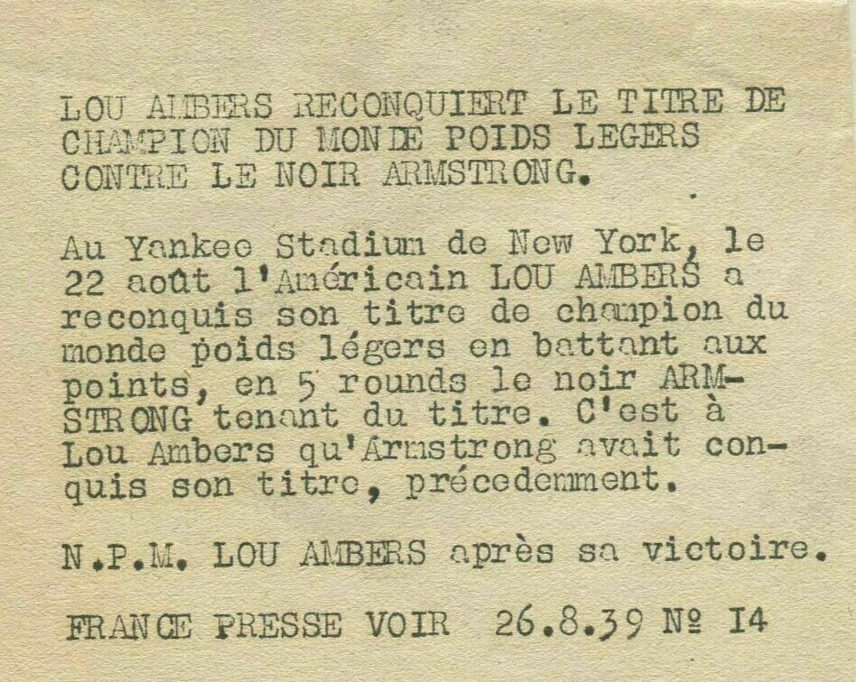 BOXE - Lou Ambers against Armstrong 1939 Vintage Photographs PRESSE - 5