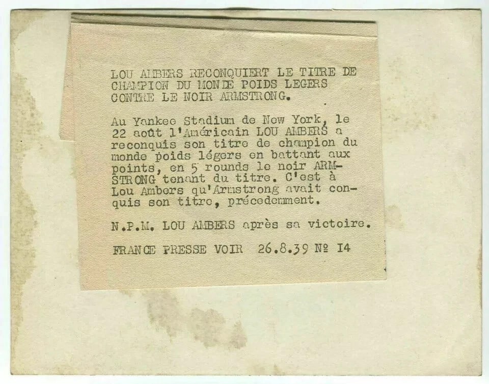 BOXE - Lou Ambers against Armstrong 1939 Vintage Photographs PRESSE - 7